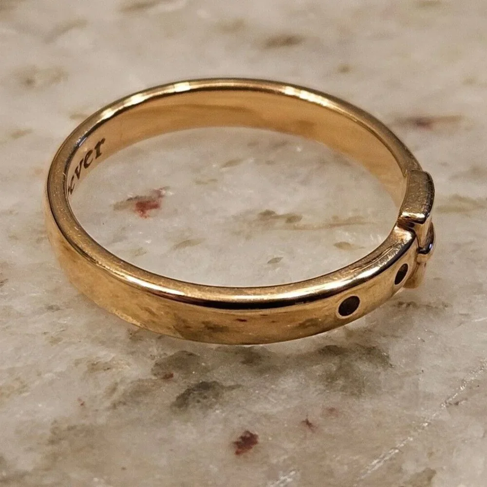 NEW MONICA RICH KOSANN FOREVER BUCKLE BELT POESY STACKABLE 18K ROSE GOLD RING 5
